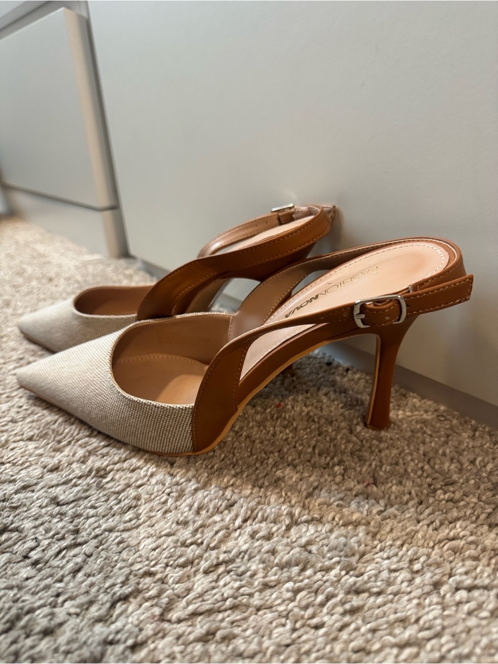 Fashion Nova Beige Pointed-Toe Slingback Pumps